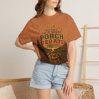 Late Night Porch Debate Society — Funny Lake Cabin Camping Tee