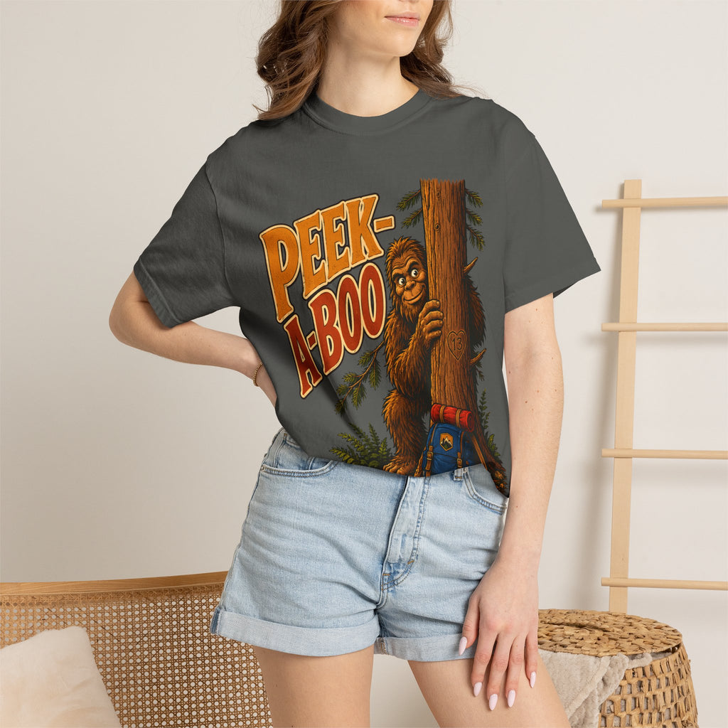 Peek-A-Boo Bigfoot — Funny Sasquatch Hiking Camping Tee