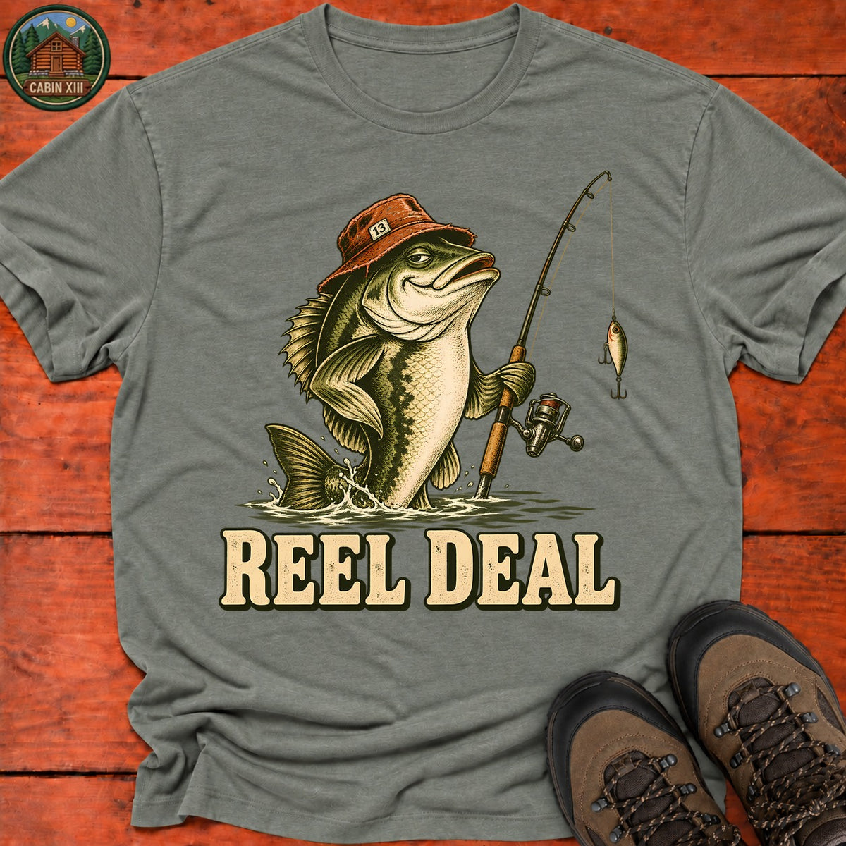 Reel Deal T-Shirt — Heather Military Green