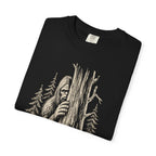 Bigfoot Hiding — Vintage Sasquatch Forest Sketch Tee