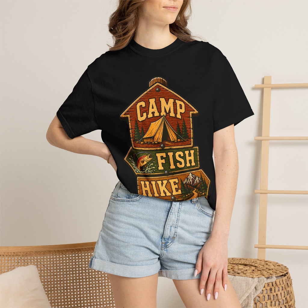 Camp Fish Hike — Vintage Trailhead Sign Outdoor Tee