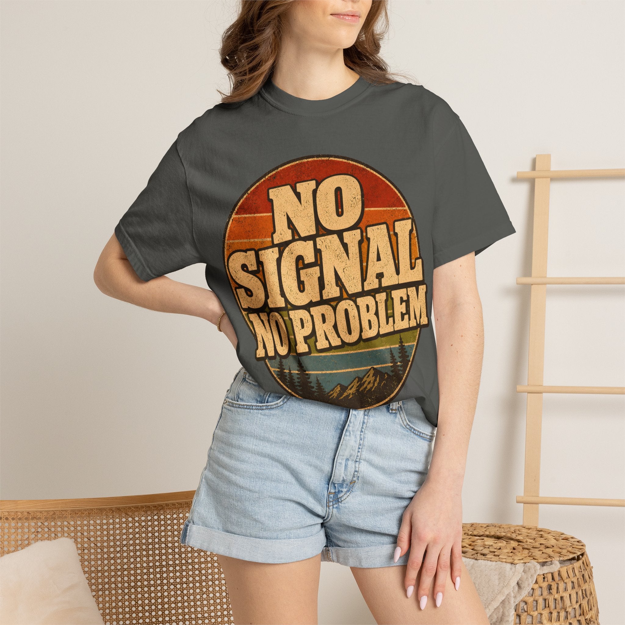 No Signal No Problem — Retro Outdoor Camping Tee