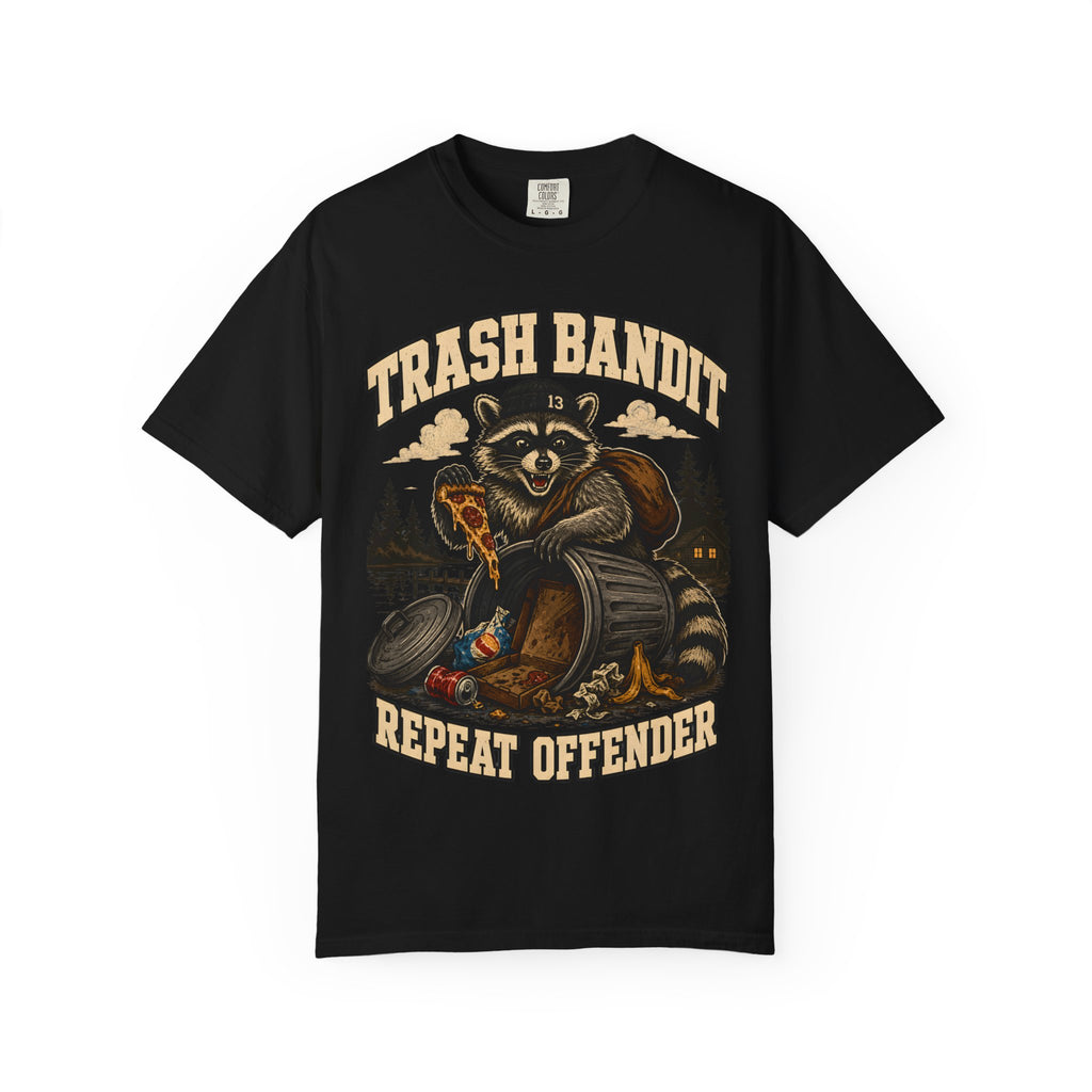 Trash Bandit Repeat Offender — Funny Raccoon Camping Tee