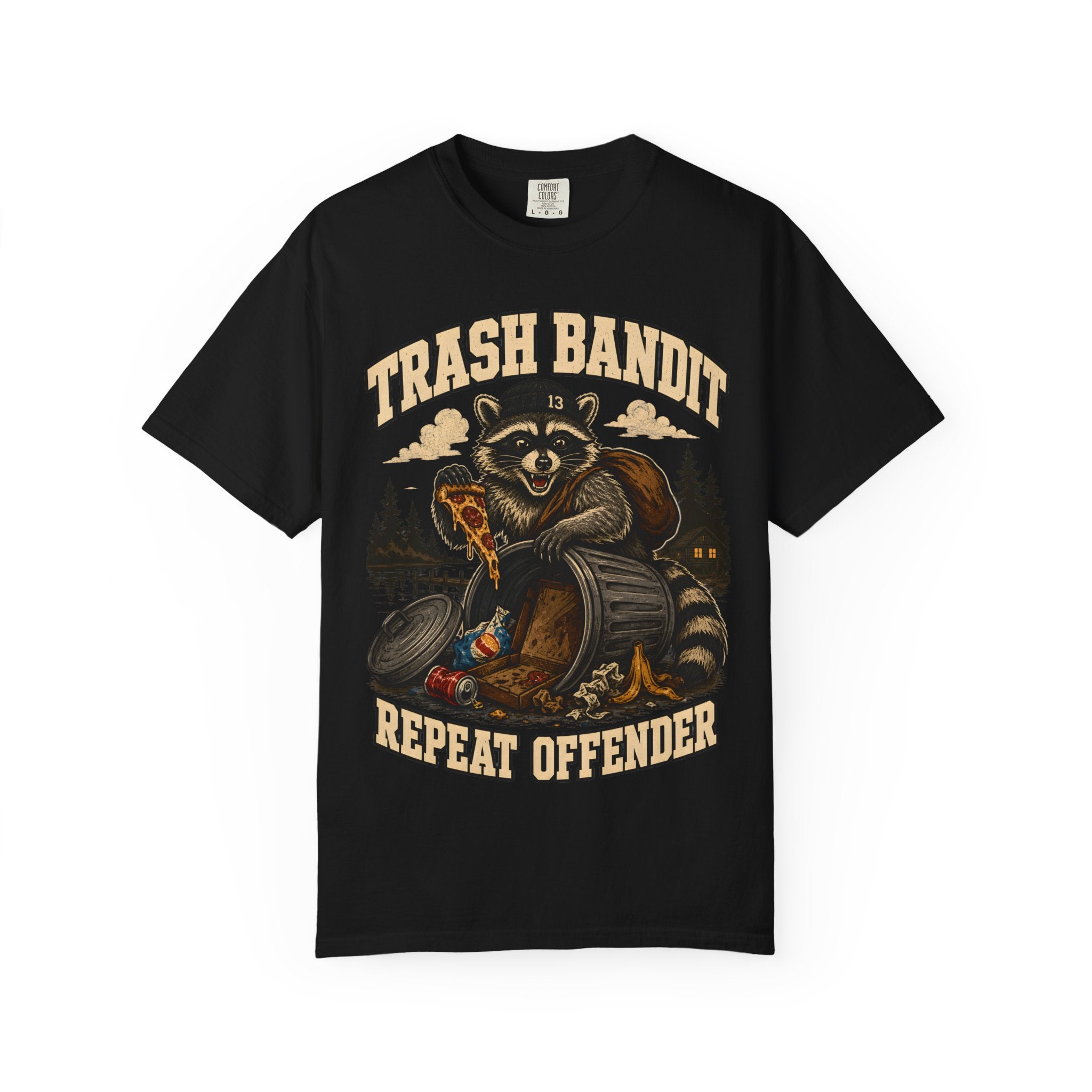 Trash Bandit Repeat Offender — Funny Raccoon Camping Tee