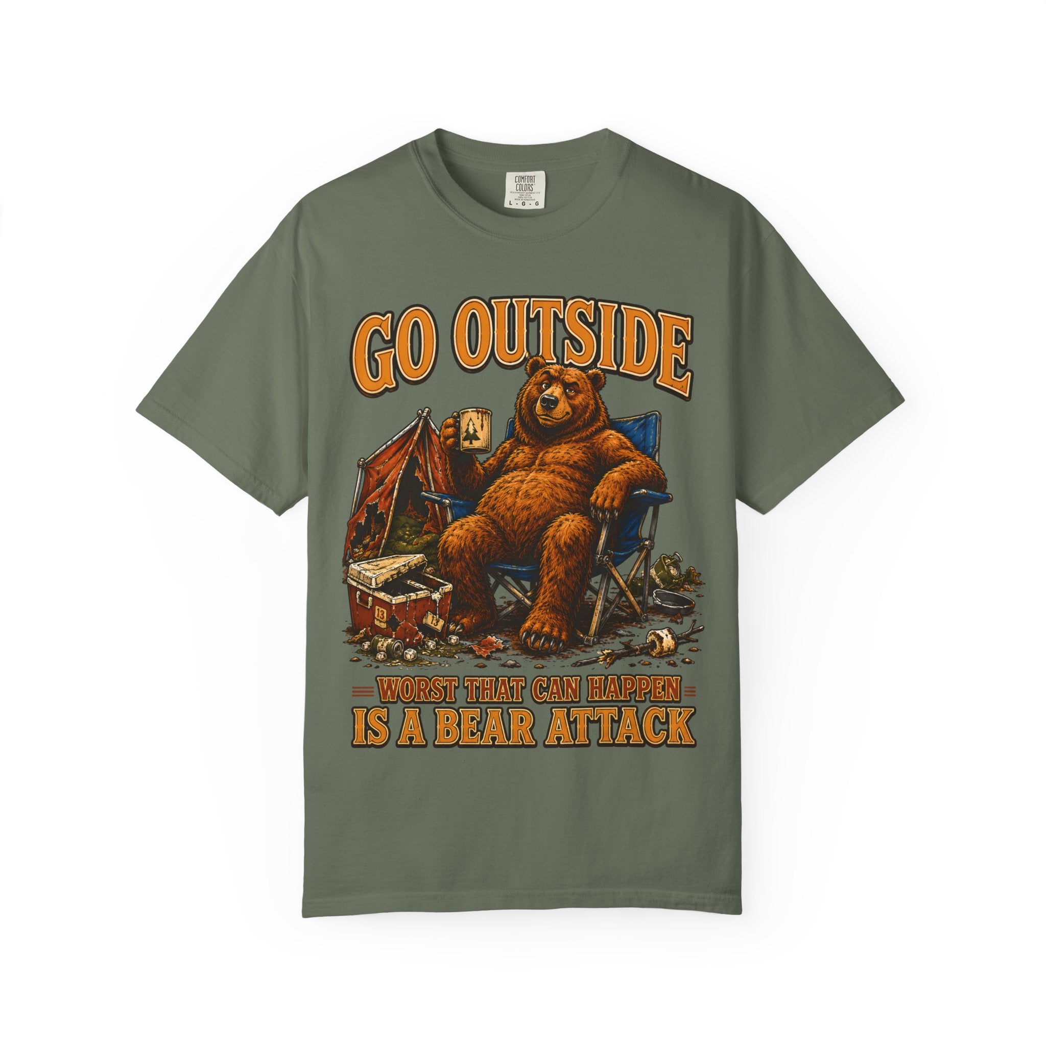 Go Outside Worst That Can Happen Is A Bear Attack Camp Tee