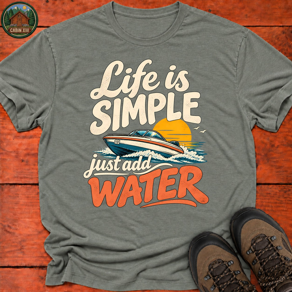 Life Is Simple T-Shirt — Heather Military Green