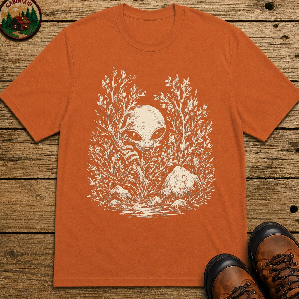 Alien Hiding in the Bushes T-Shirt - Yam