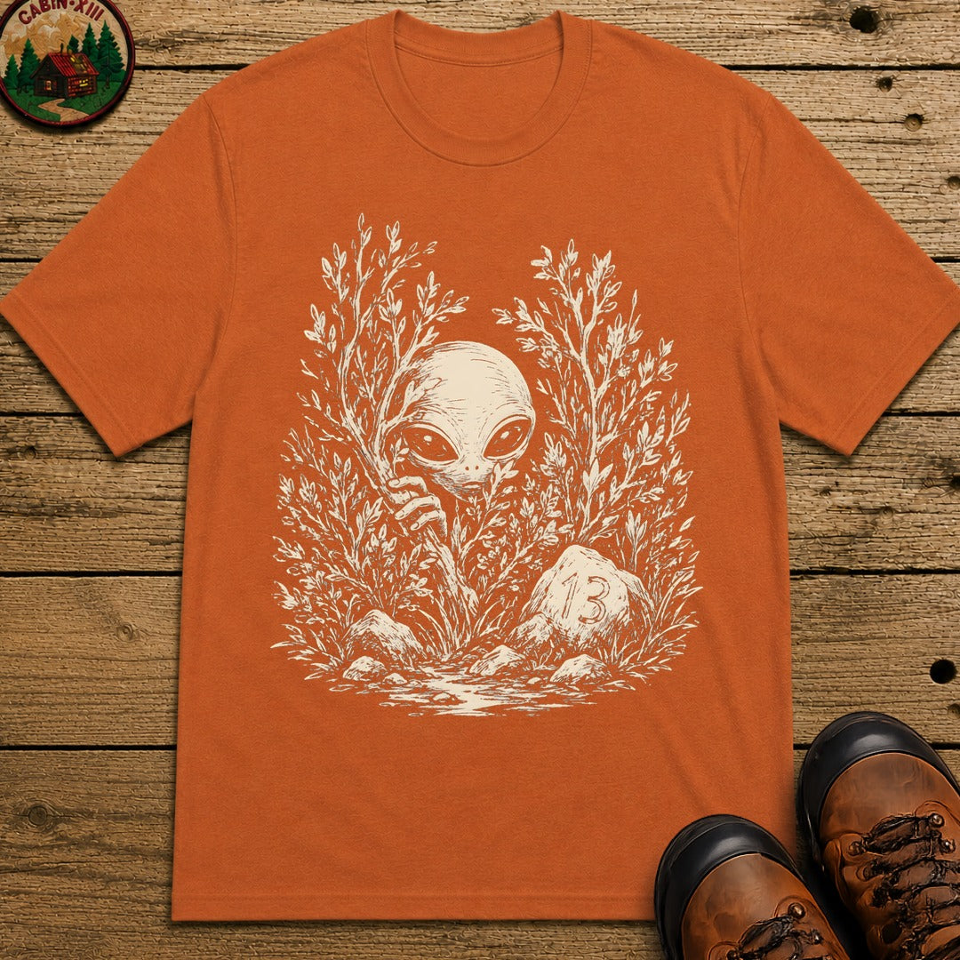 Alien Hiding in the Bushes T-Shirt - Yam