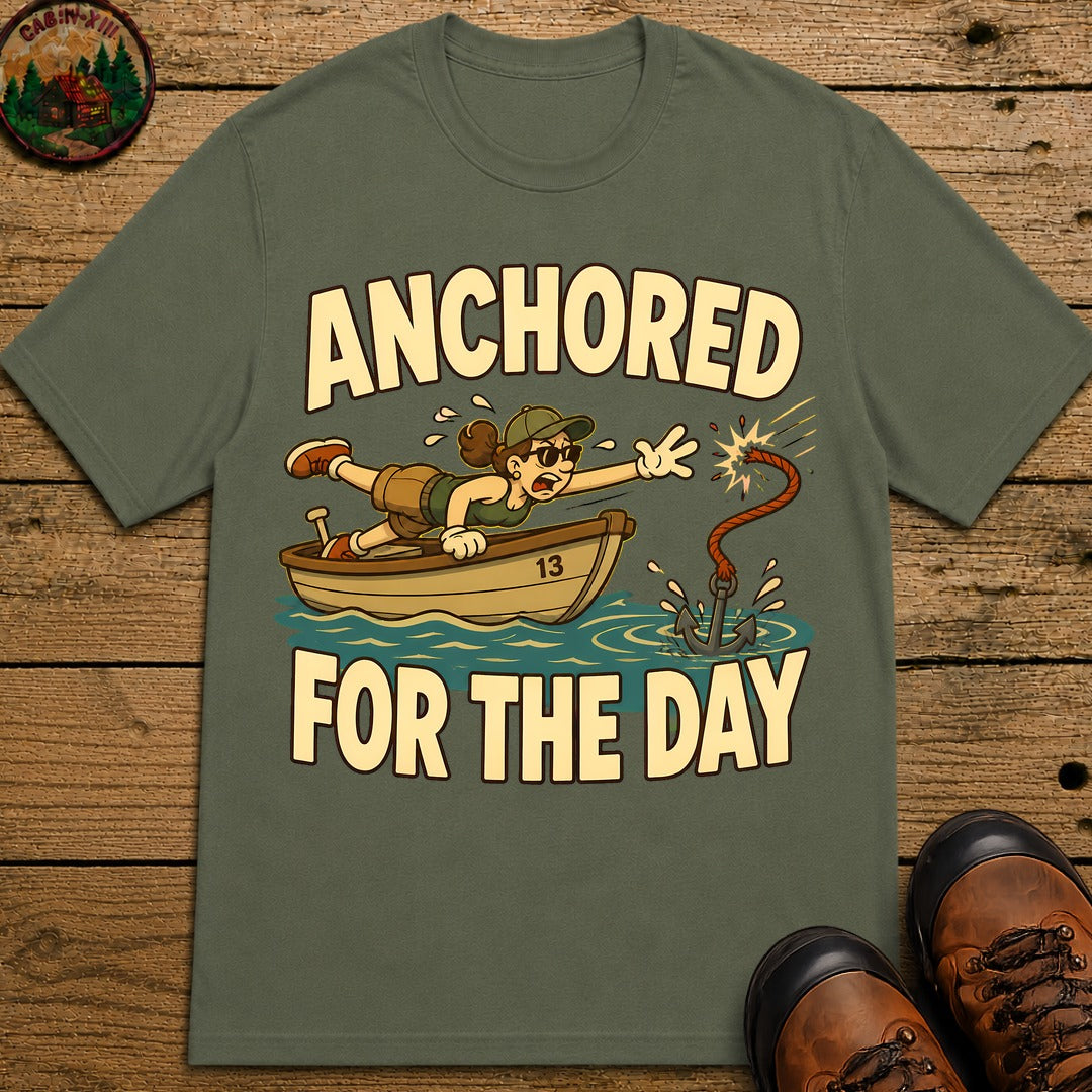 Anchored For The Day T-Shirt - Moss