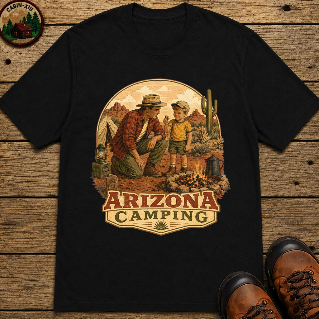Arizona Camping: Dad and Son T-Shirt - Black