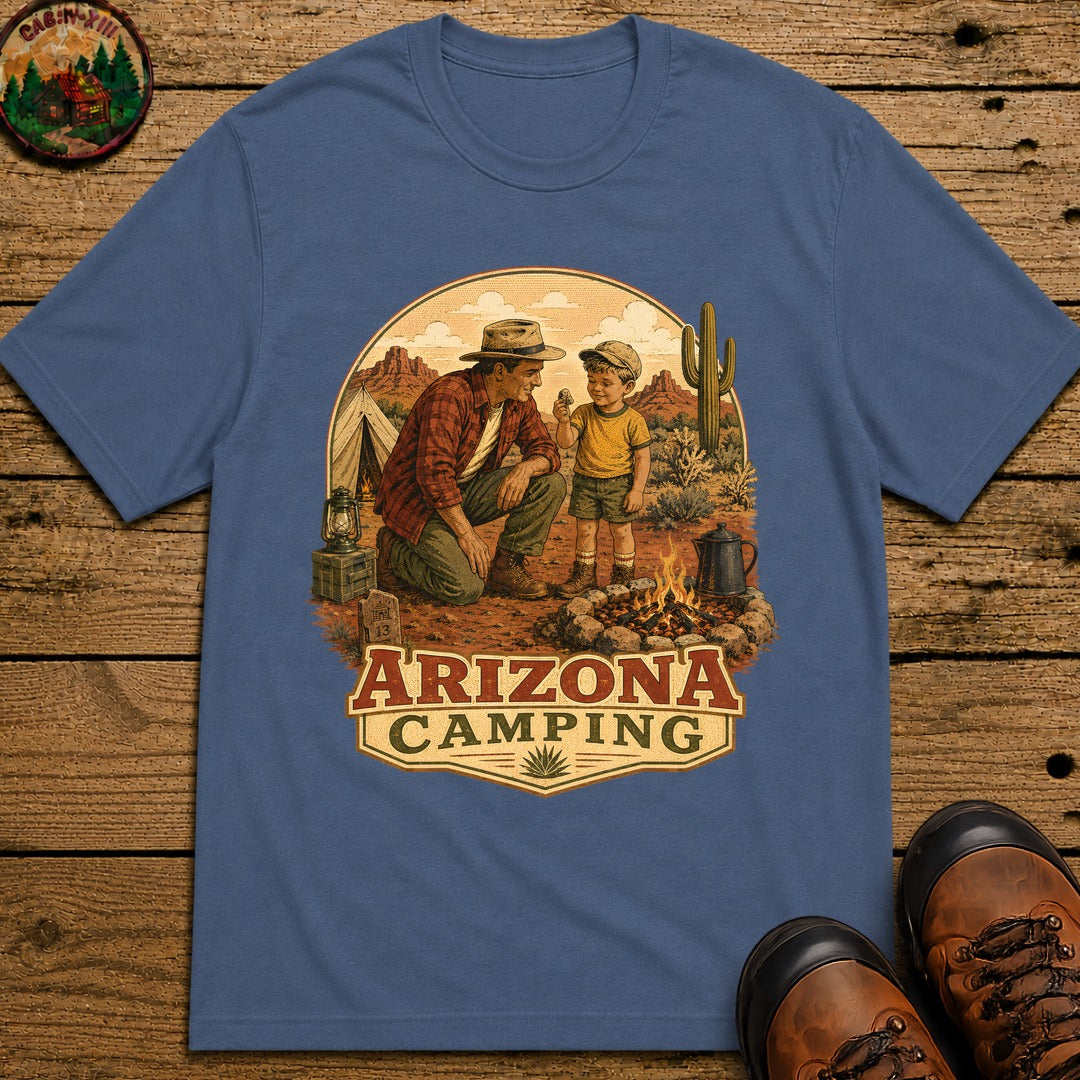 Arizona Camping: Dad and Son T-Shirt - Blue Jean