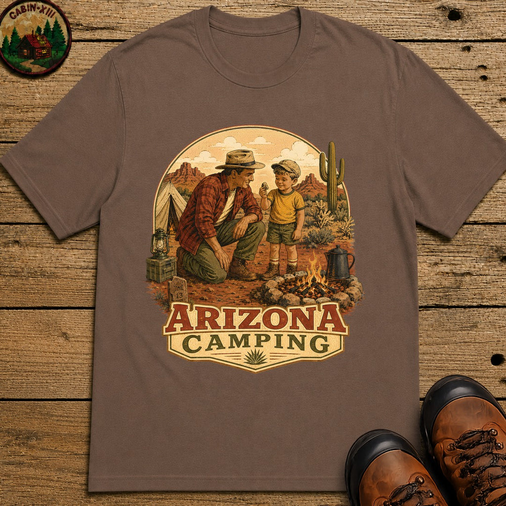 Arizona Camping: Dad and Son T-Shirt - Espresso