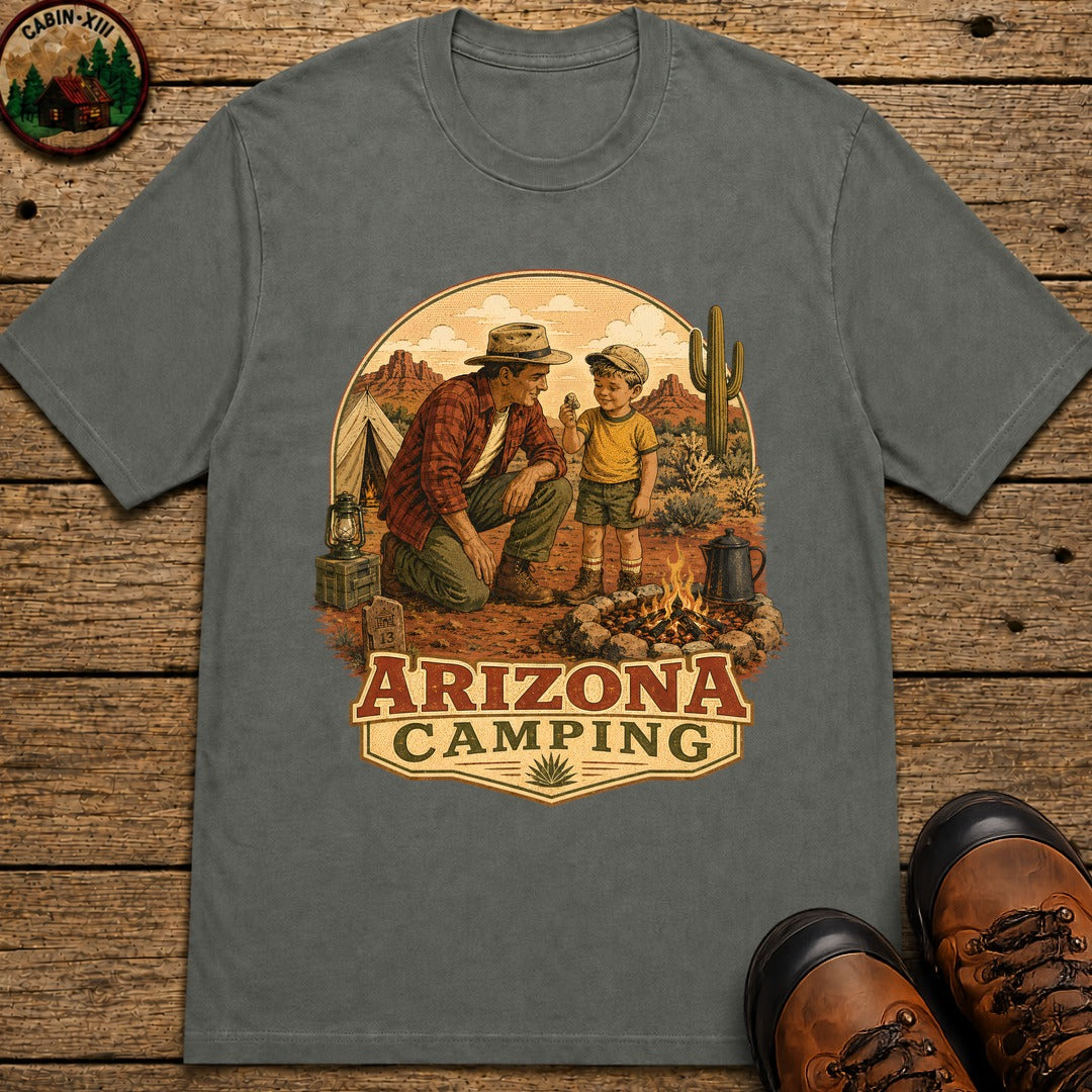 Arizona Camping: Dad and Son T-Shirt - Pepper
