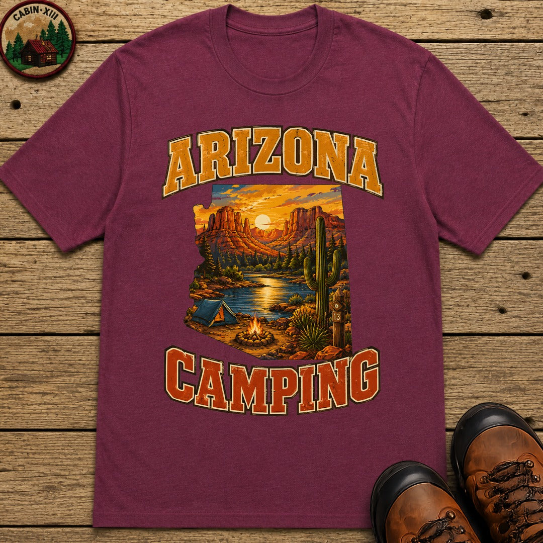 Arizona Camping Shirt — Red Rock Canyon Vintage Outdoor Tee - Berry