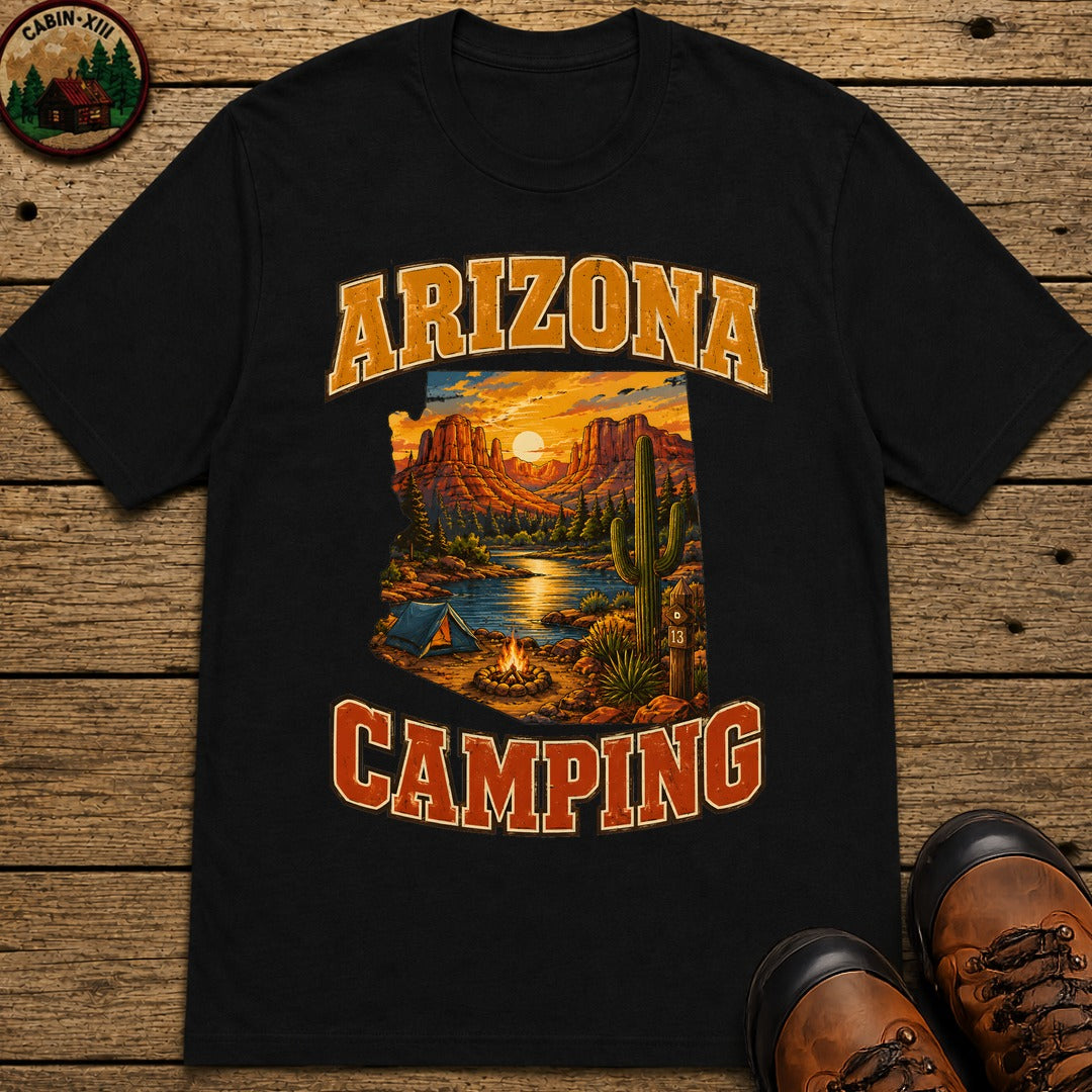 Arizona Camping Shirt — Red Rock Canyon Vintage Outdoor Tee - Black