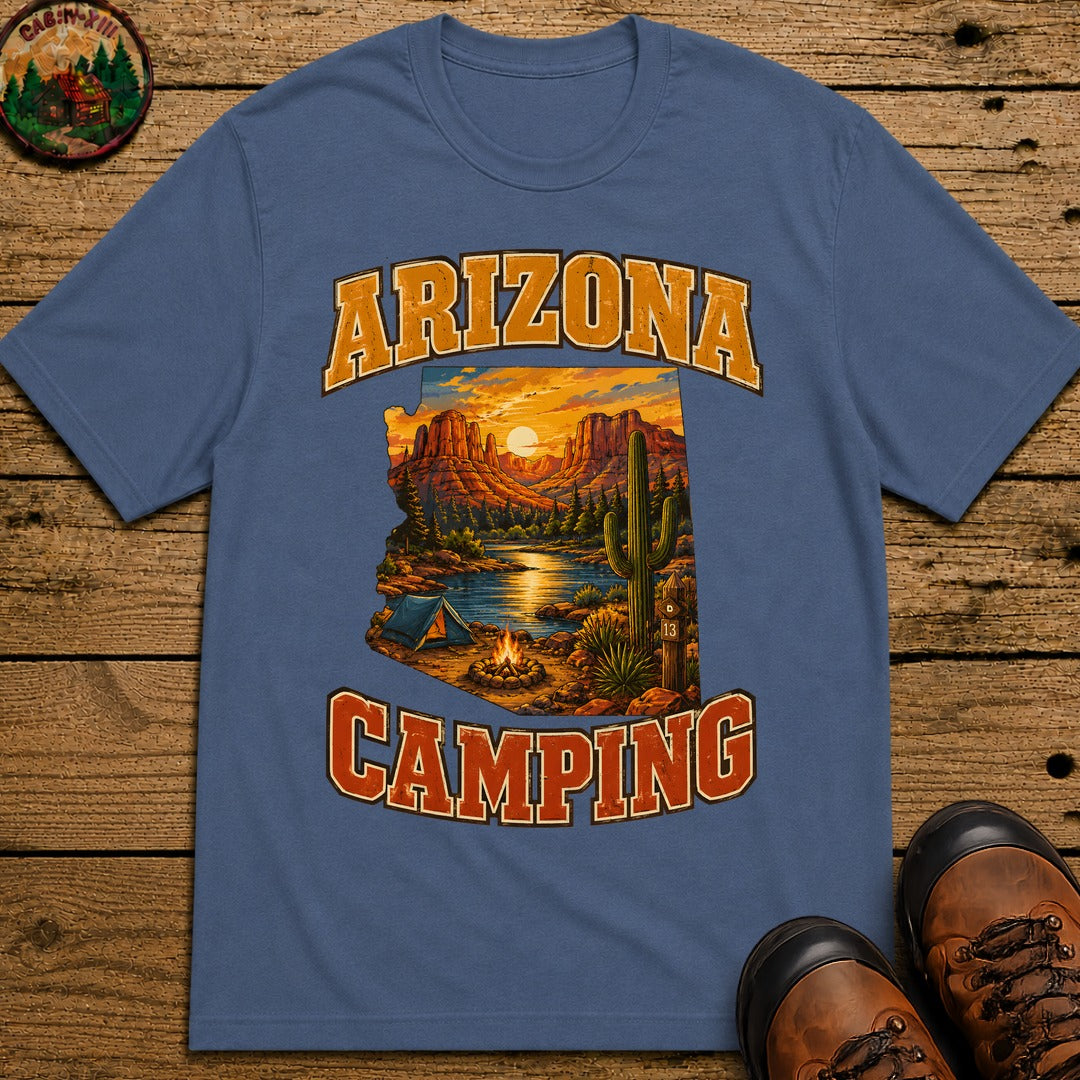 Arizona Camping Shirt — Red Rock Canyon Vintage Outdoor Tee - Blue Jean