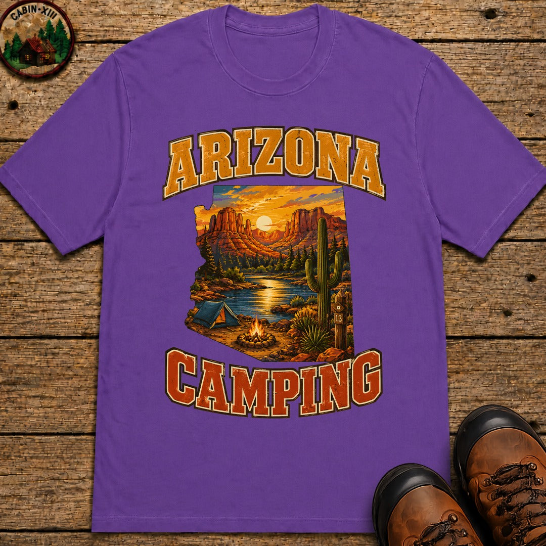 Arizona Camping Shirt — Red Rock Canyon Vintage Outdoor Tee - Grape