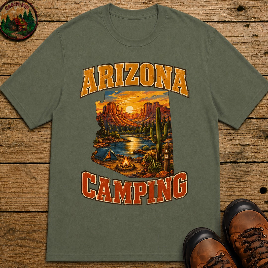 Arizona Camping Shirt — Red Rock Canyon Vintage Outdoor Tee - Moss