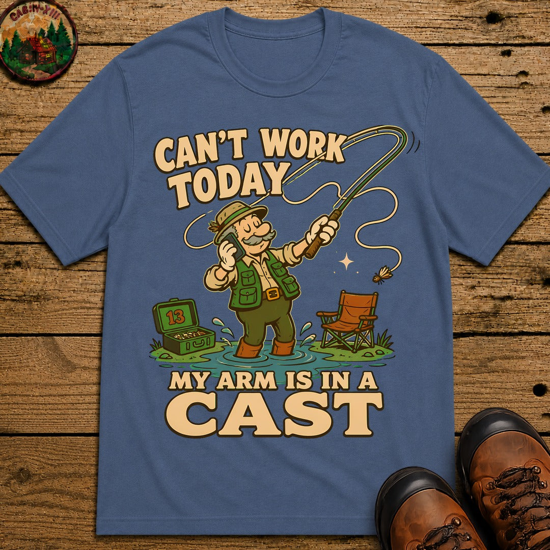 Arm In A Cast T-Shirt - Blue Jean