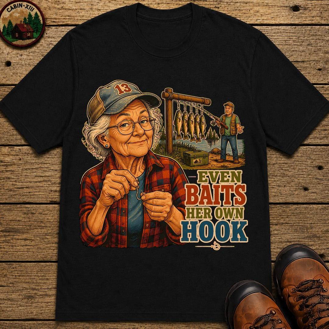 Baits Her Own Hook T-Shirt - Black