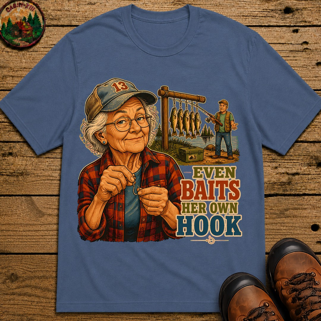 Baits Her Own Hook T-Shirt - Blue Jean