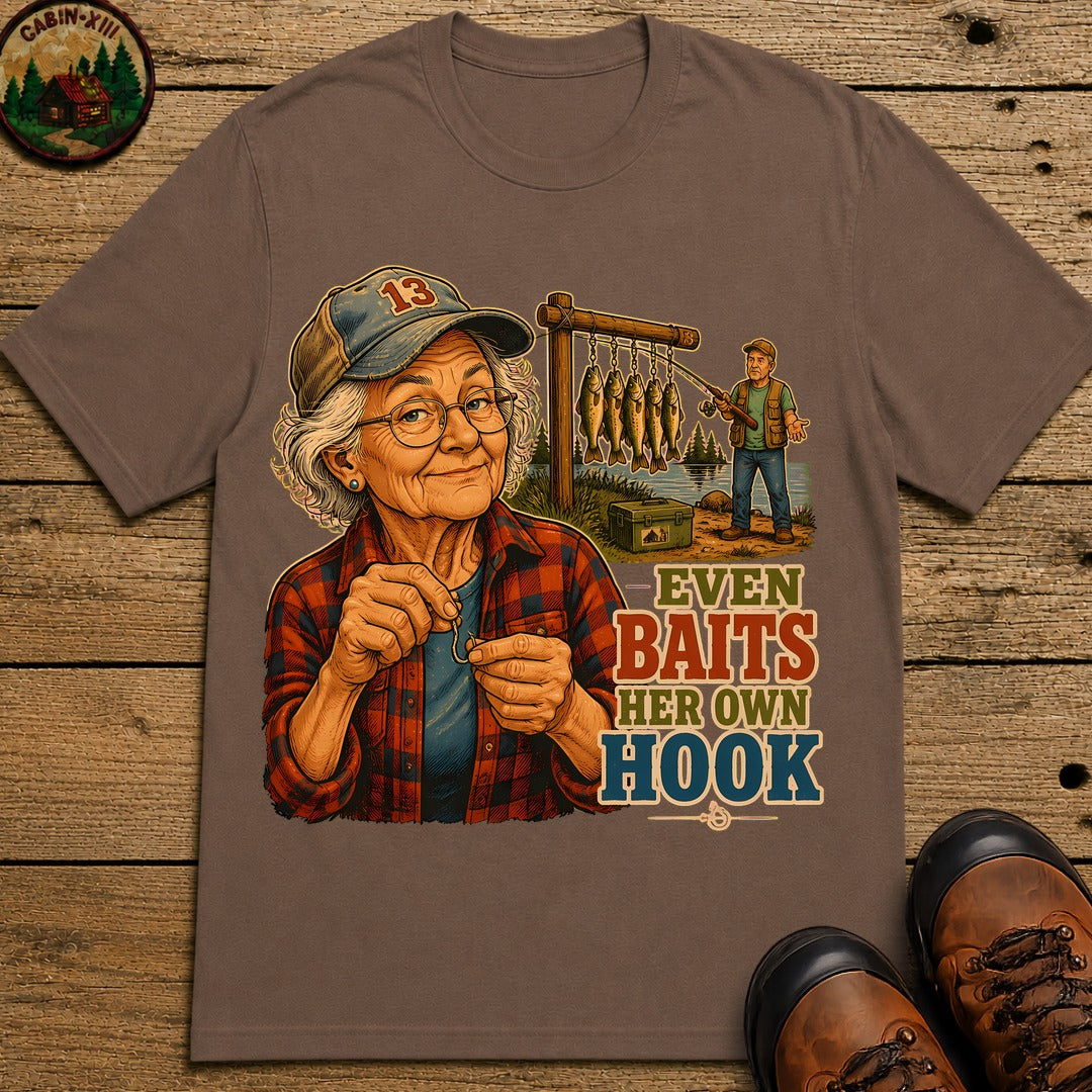 Baits Her Own Hook T-Shirt - Espresso