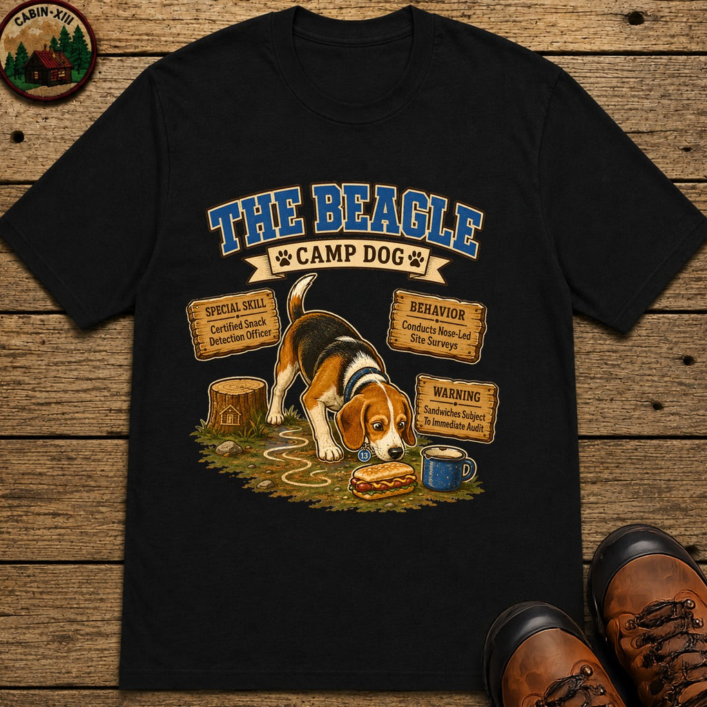 Beagle Camp Dog T-Shirt - Black