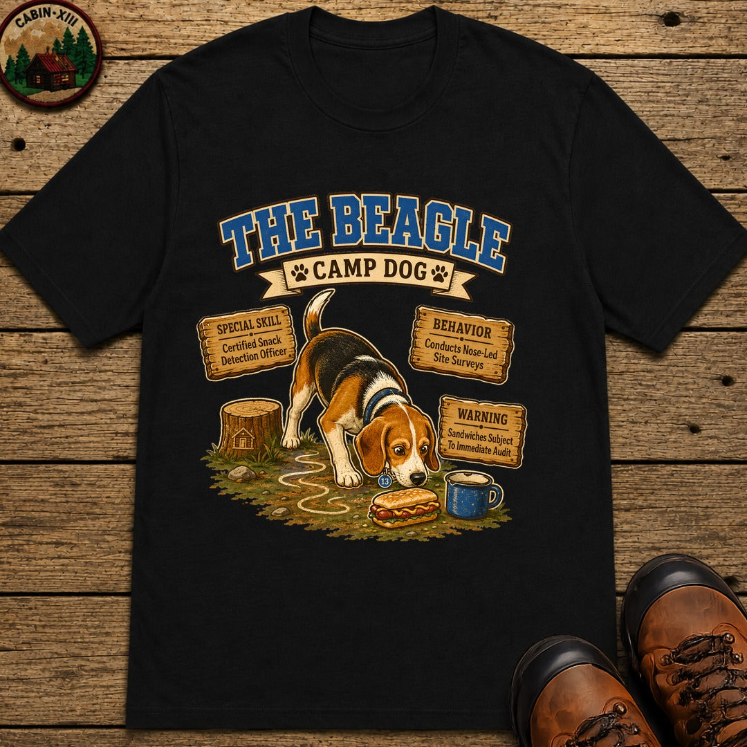 Beagle Camp Dog T-Shirt - Black