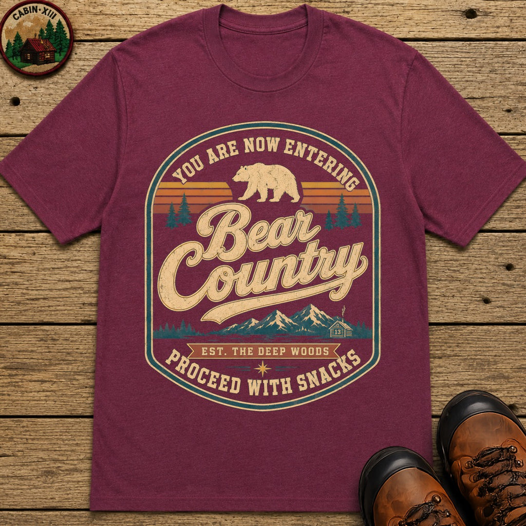 Bear Country Badge T Shirt - Berry