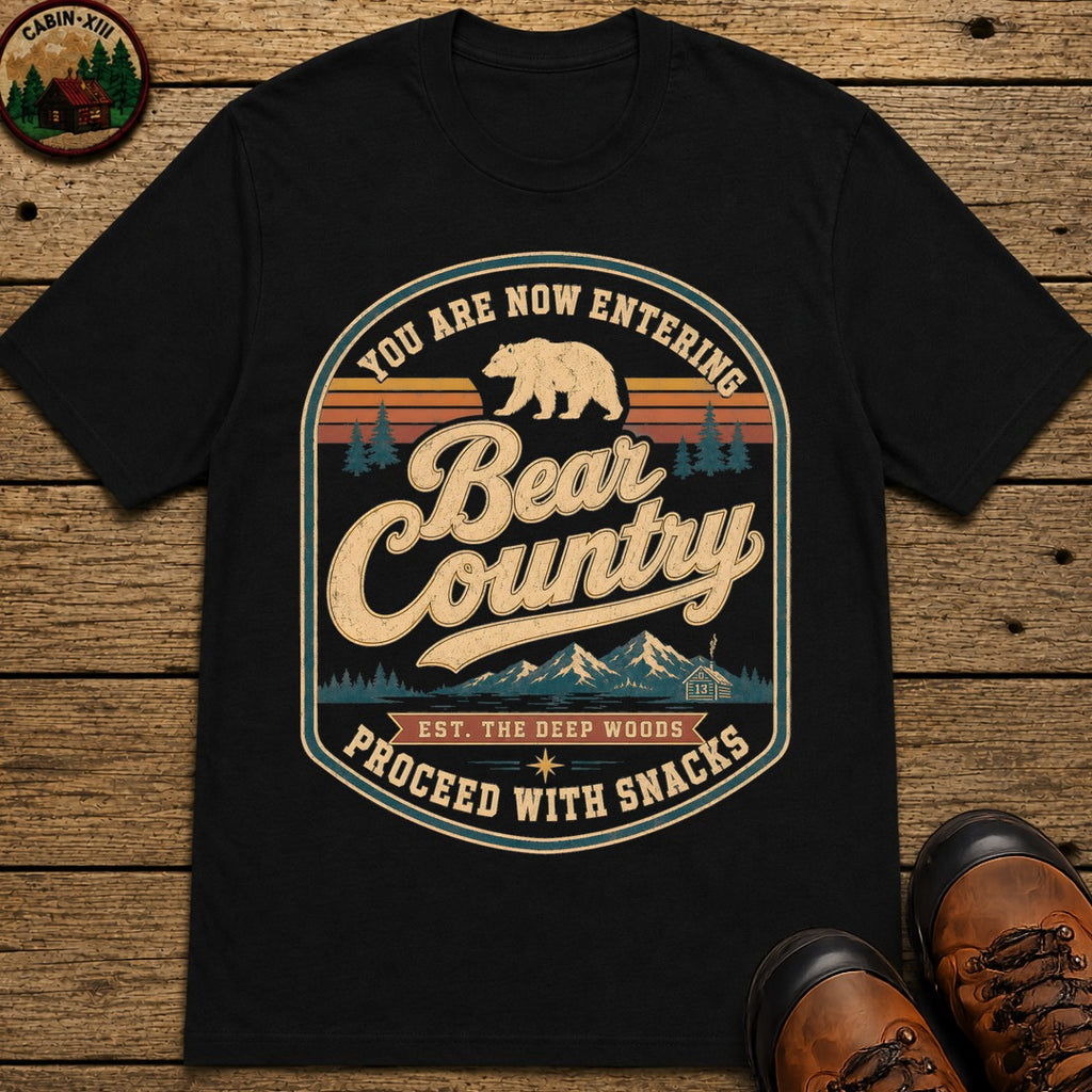 Bear Country Badge T Shirt - Black