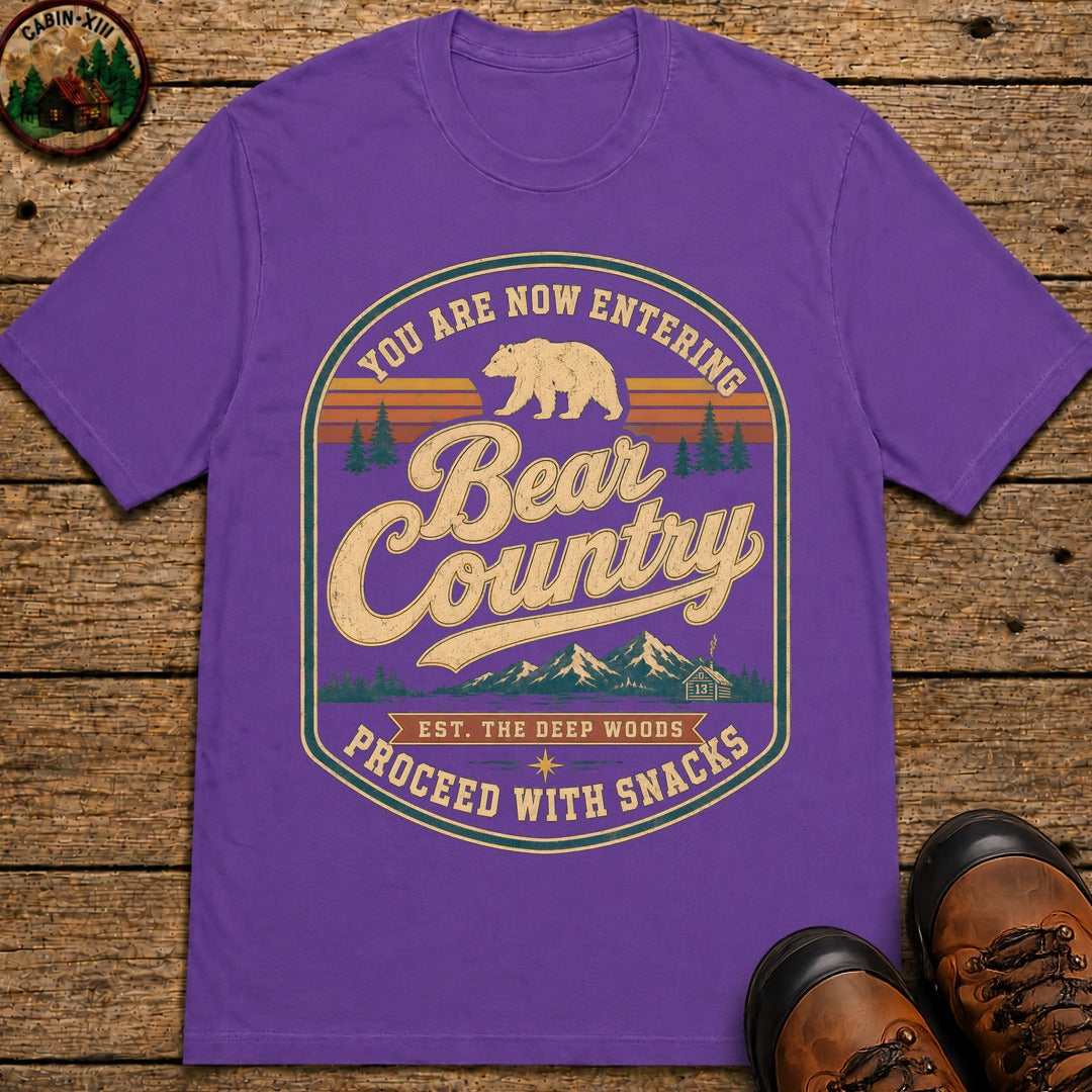 Bear Country Badge T Shirt - Grape