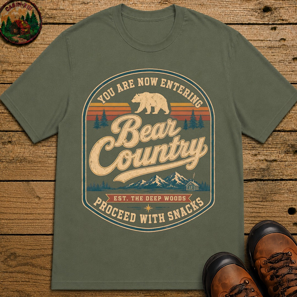 Bear Country Badge T Shirt - Moss