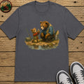 Bear Cub Fishing Kids T-Shirt - Charcoal
