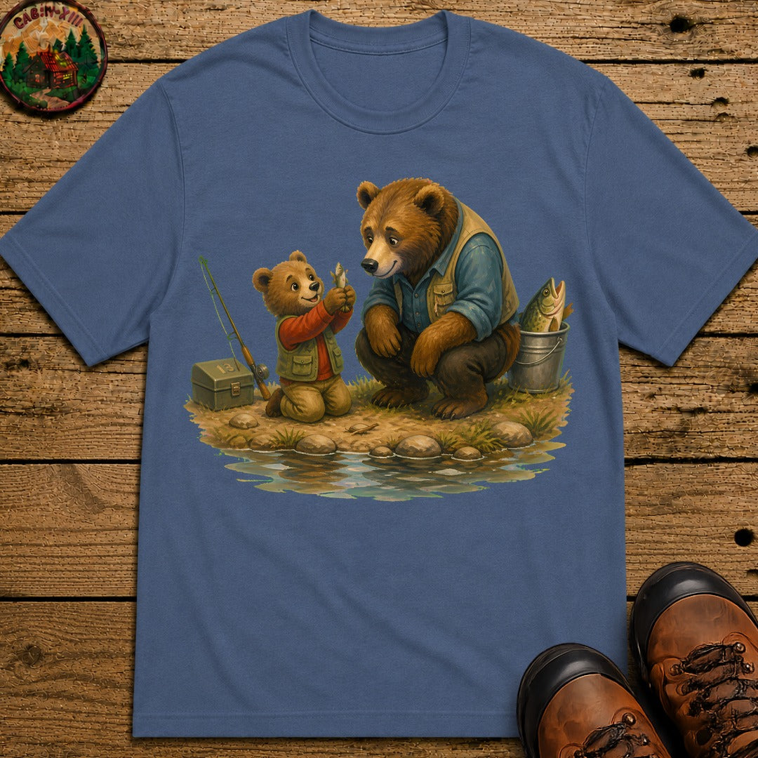 Bear Cub Fishing T-Shirt - Blue Jean