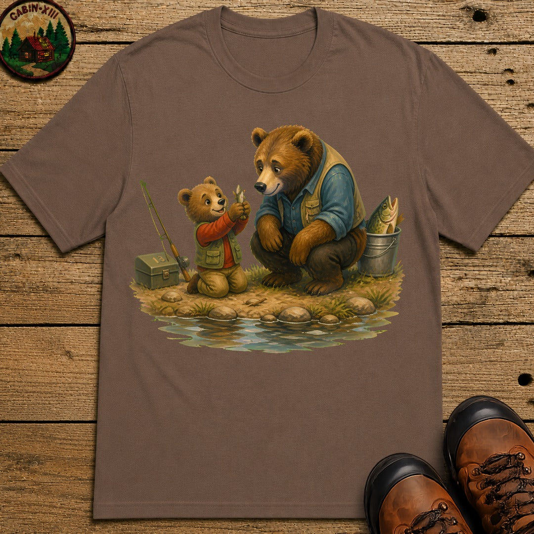 Bear Cub Fishing T-Shirt - Espresso