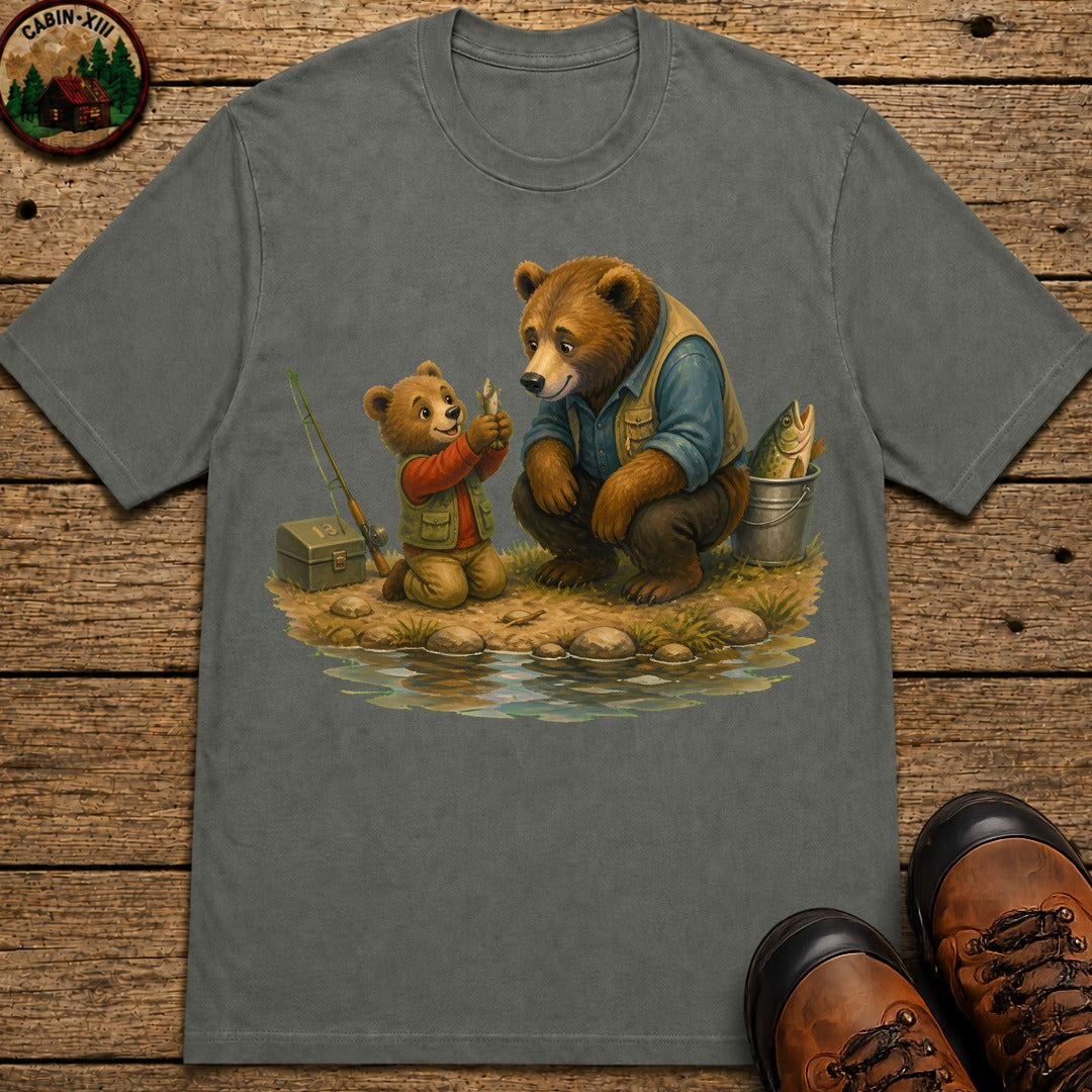 Bear Cub Fishing T-Shirt - Pepper