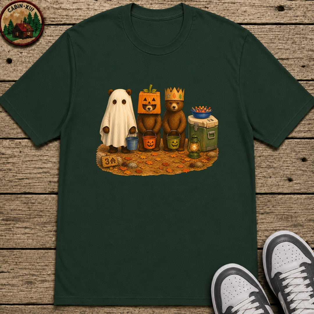 Bear Cub Trick Or Treat Halloween Kids T-Shirt - Forest Green