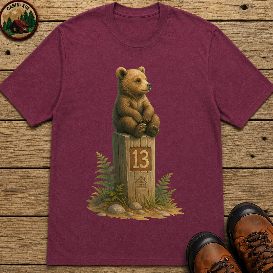 Bear On A Post T-Shirt - Berry