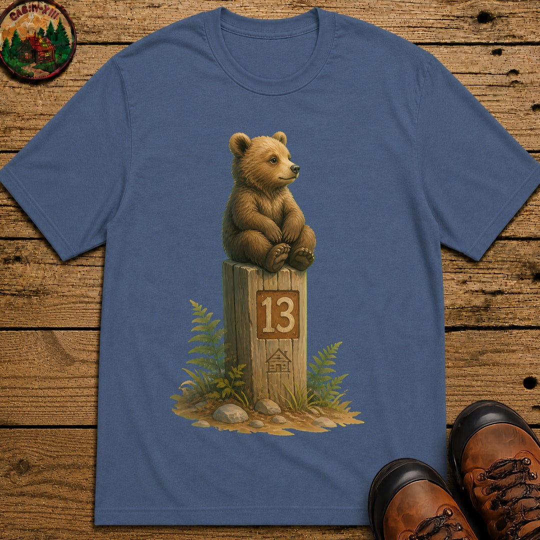 Bear On A Post T-Shirt - Blue Jean
