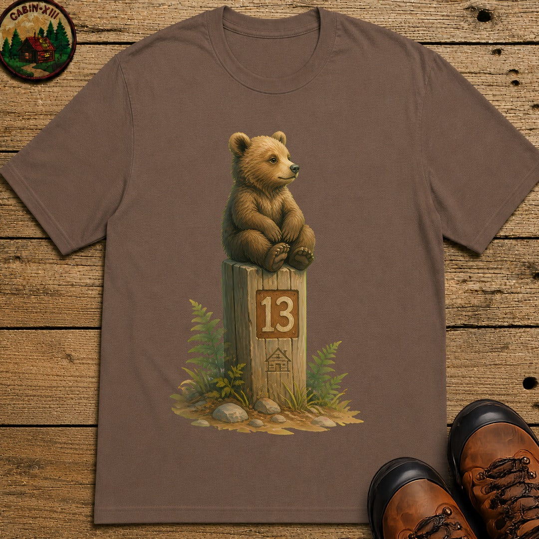 Bear On A Post T-Shirt - Espresso