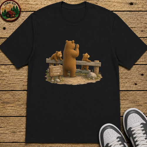 Bear Scenic View Kids T-Shirt - Black