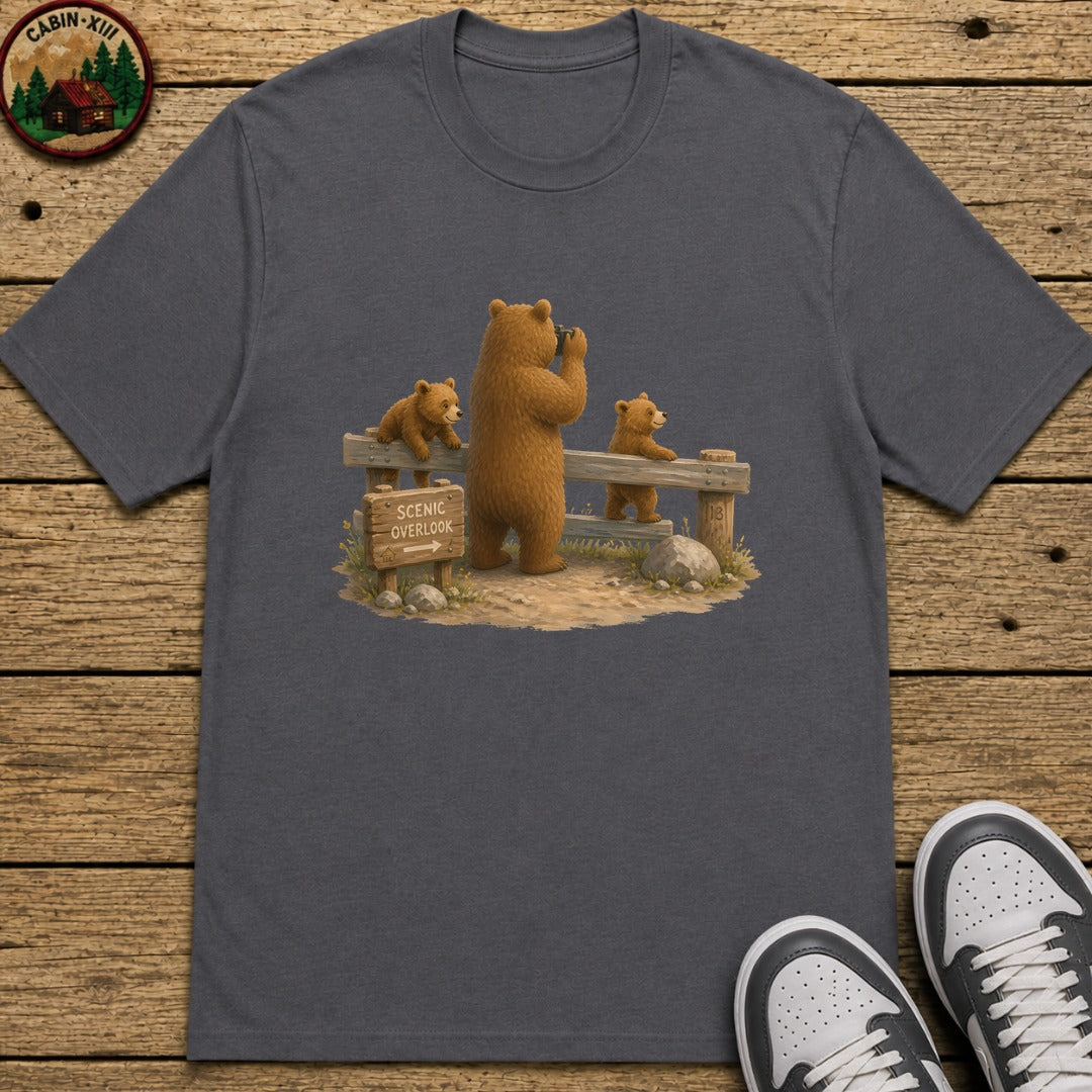Bear Scenic View Kids T-Shirt - Charcoal