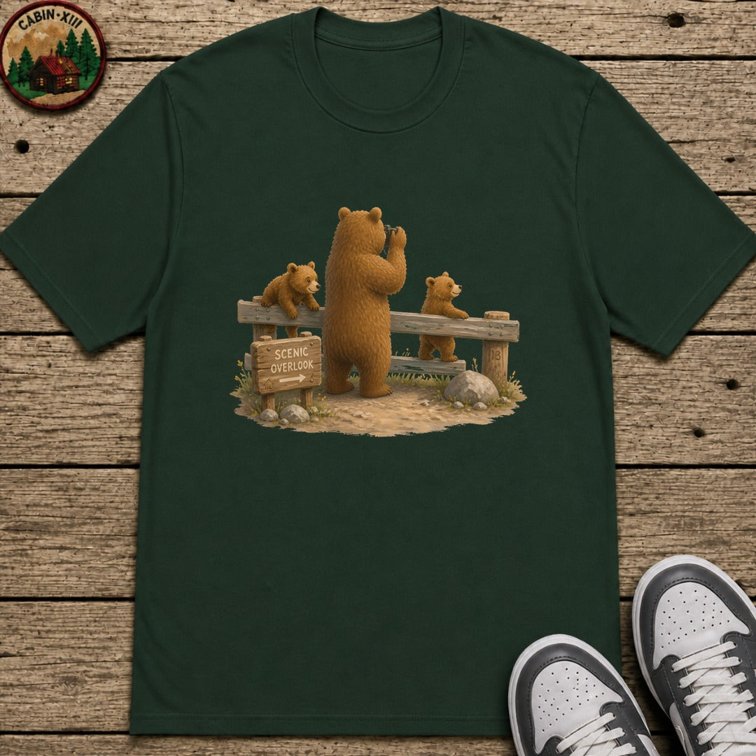 Bear Scenic View Kids T-Shirt - Forest Green