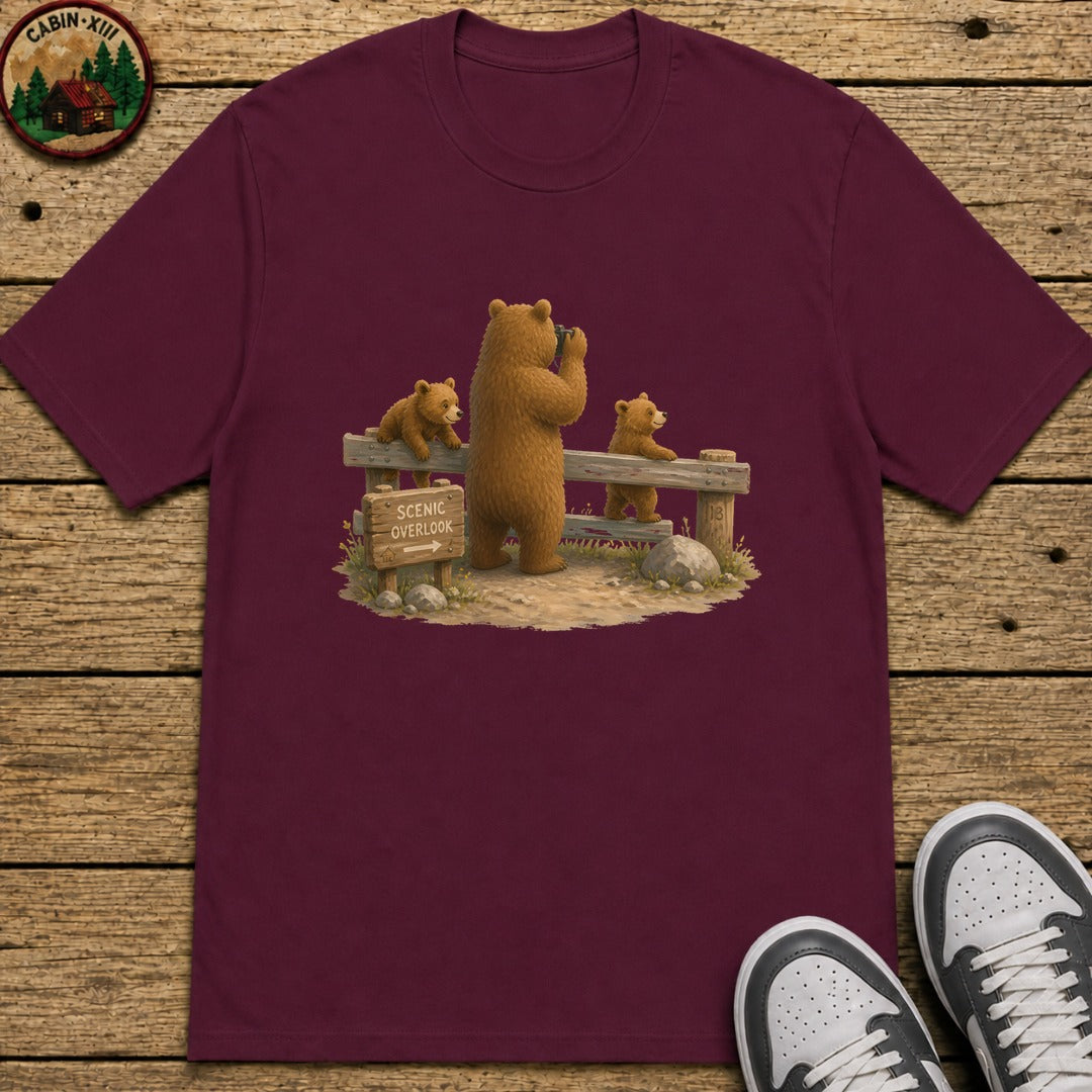 Bear Scenic View Kids T-Shirt - Maroon
