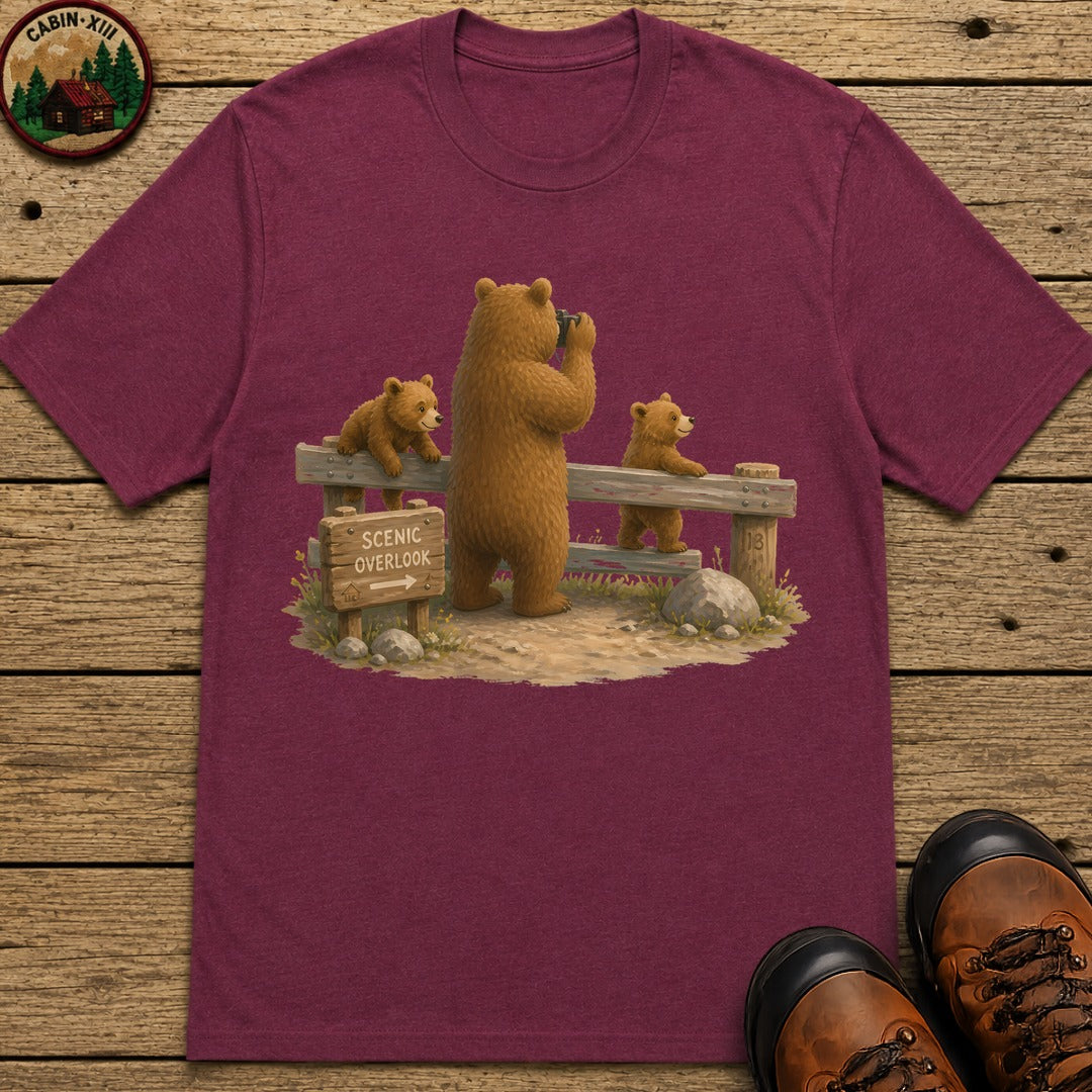 Bear Scenic View T-Shirt - Berry