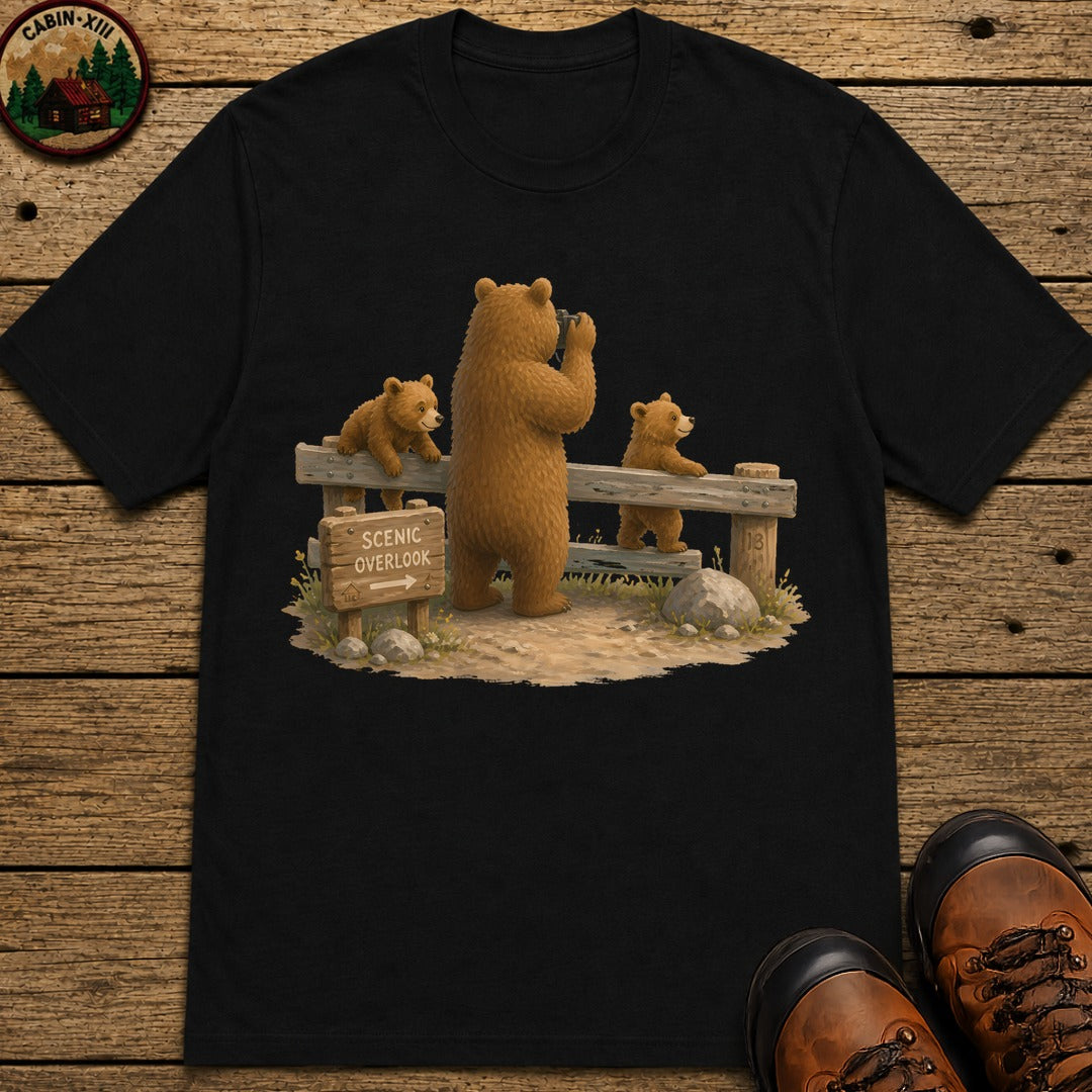 Bear Scenic View T-Shirt - Black