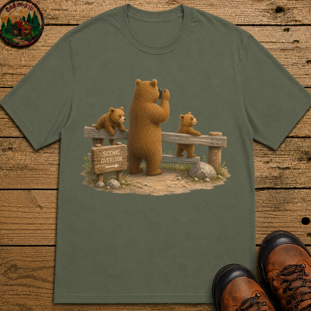 Bear Scenic View T-Shirt - Moss