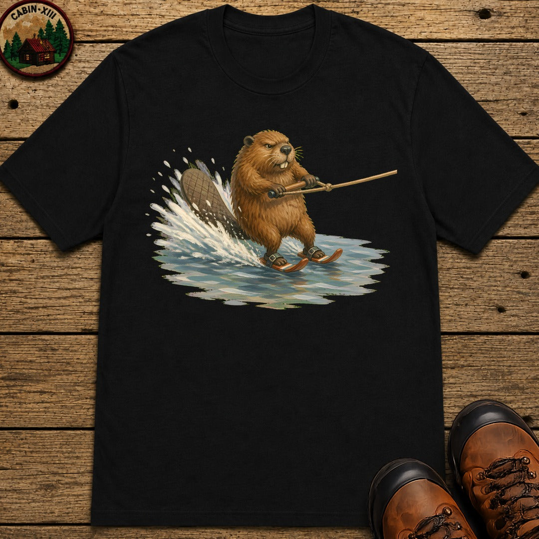 Beaver Waterskiing T-Shirt - Black