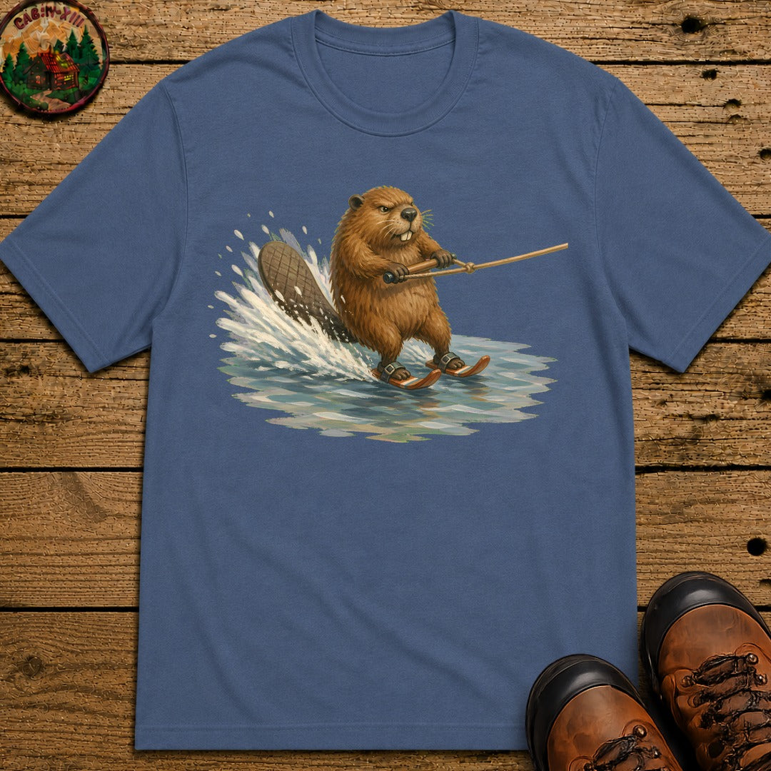 Beaver Waterskiing T-Shirt - Blue Jean