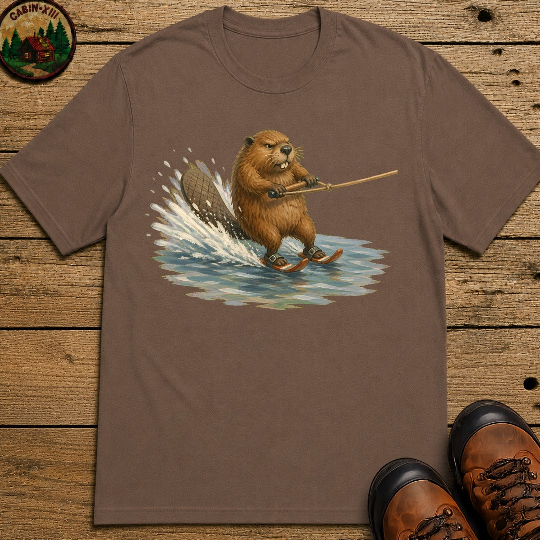 Beaver Waterskiing T-Shirt - Espresso